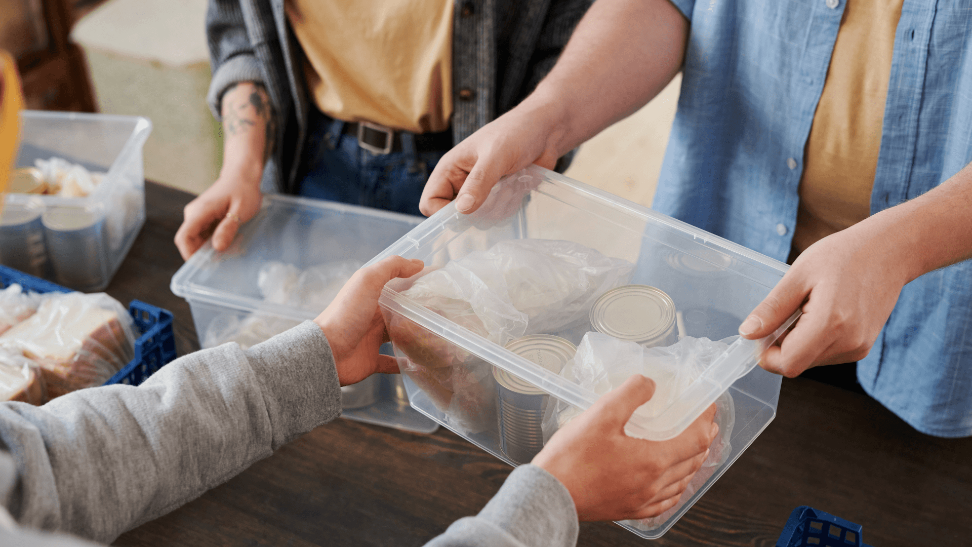 Volunteers working together in community